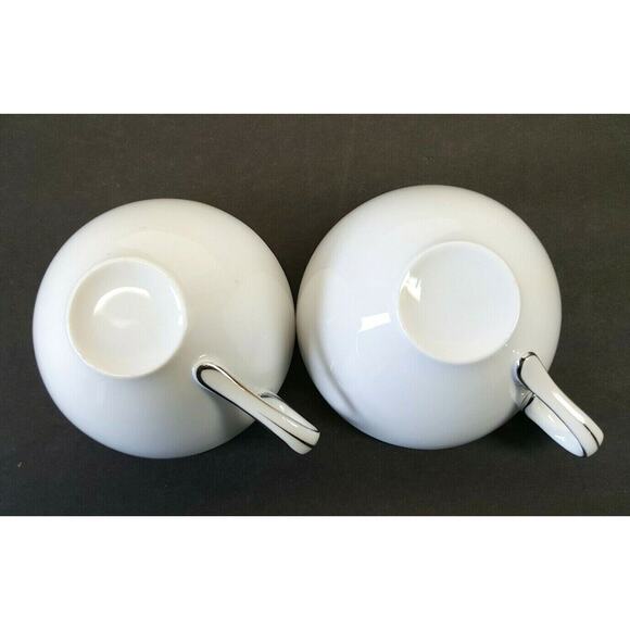 Set/2 Wentworth Silver Wheat Coffee Tea Cup platinum trim MCM Mid-Century - Picture 5 of 5